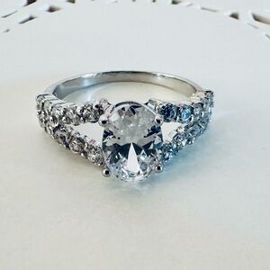 Swarovski Crystal & Silver Ring, Size 7